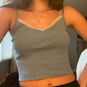 BRANDY MELVILLE NICOLETTE LACE BLUE TANK